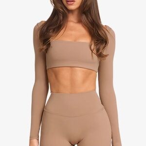 CSB Long Sleeve Tan Crop Top
